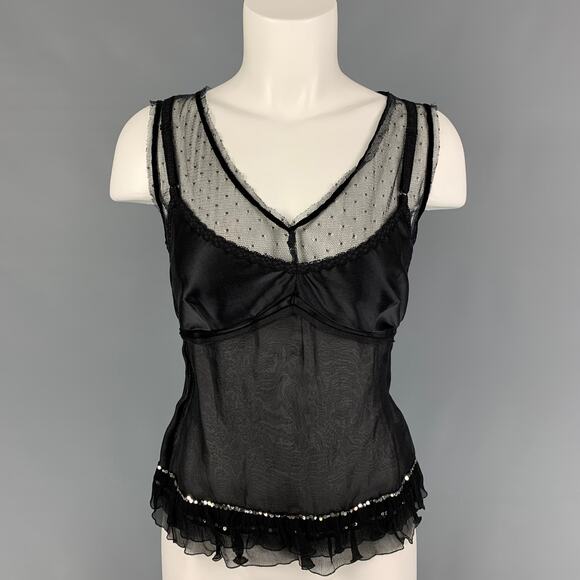 D&G by DOLCE & GABBANA Size 8 Black Silk Blend Dress Top - Picture 1 of 7